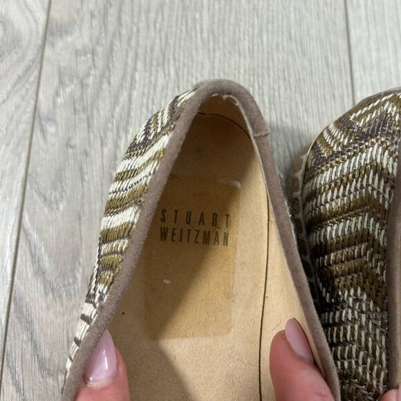 Stuart Weitzman Metallic Woven Espadrille Pipe Catalan Flats - Picture 4 of 8